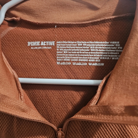 Pink Active  Women's Rust Zip Up Crop Top - Picture 2 of 4